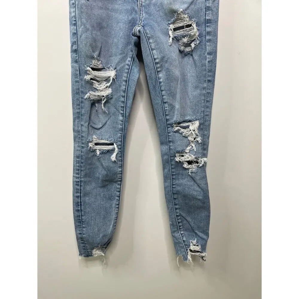 American Eagle Next Level Stretch Distressed Super‎ High Rise Jegging 2 Short
